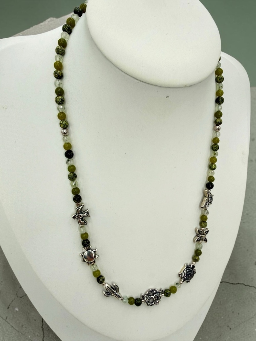 Carolyn Pollack American West Green Garnet Serpentine Gecko Charm Necklace 17+2” - Picture 5 of 17